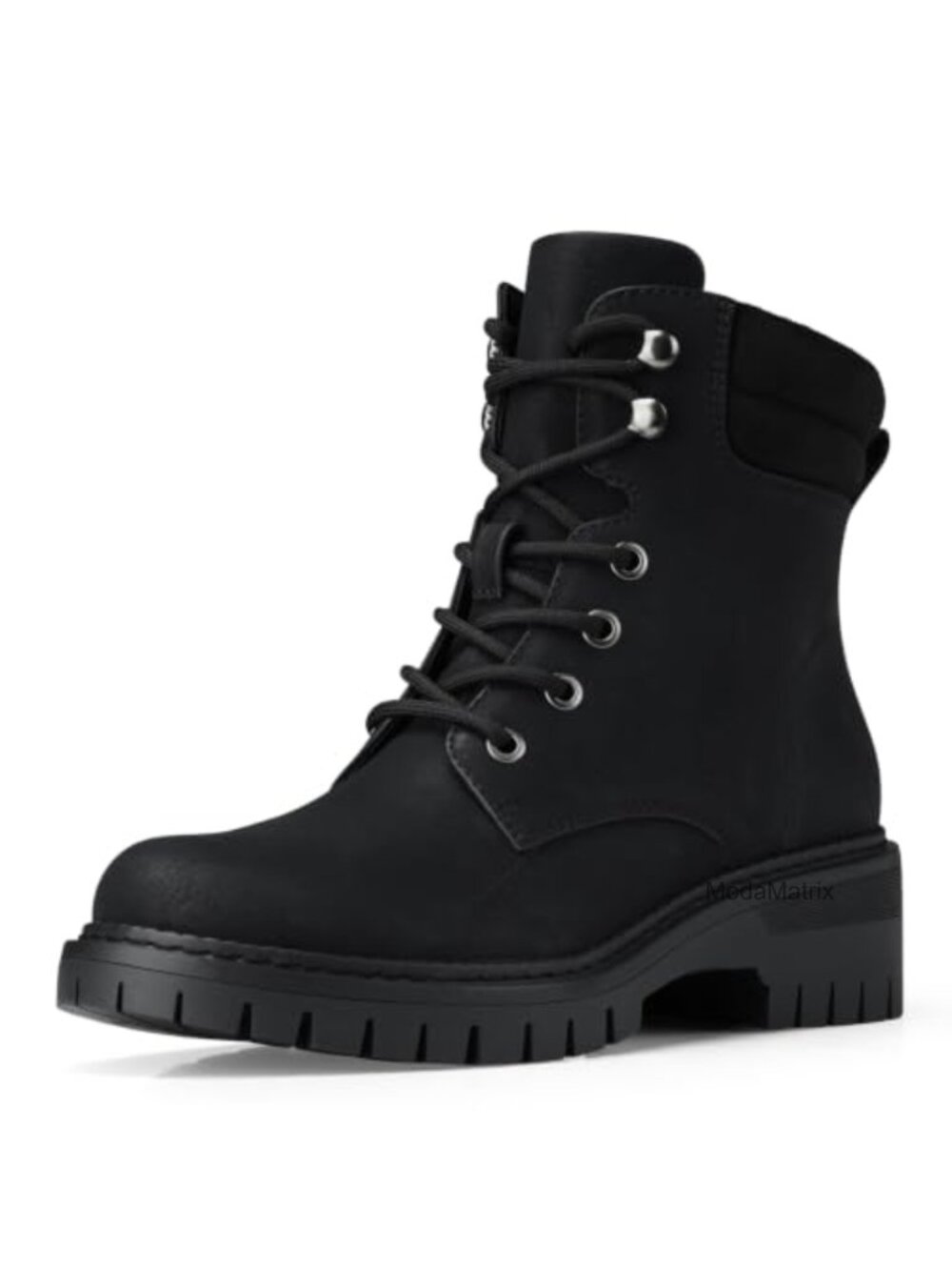 TEMOFON Women's Water Resistant Ankle Combat Boots Side Zipper Faux Leather